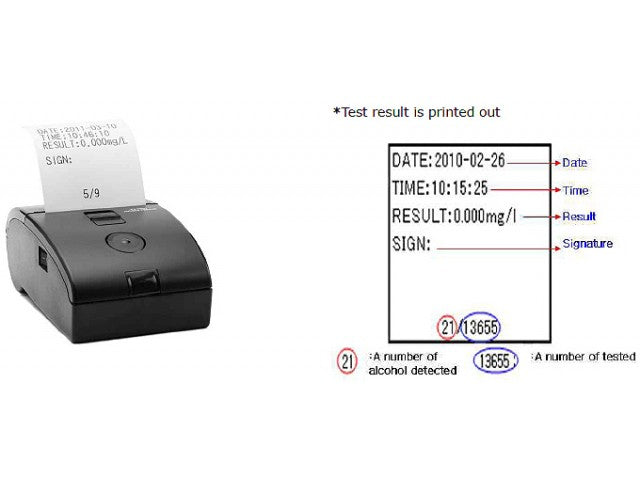 AL9000 (Printer Connectable) Alcoscan Fuel Cell Breathalyzer with Free Mobile Thermal Printer