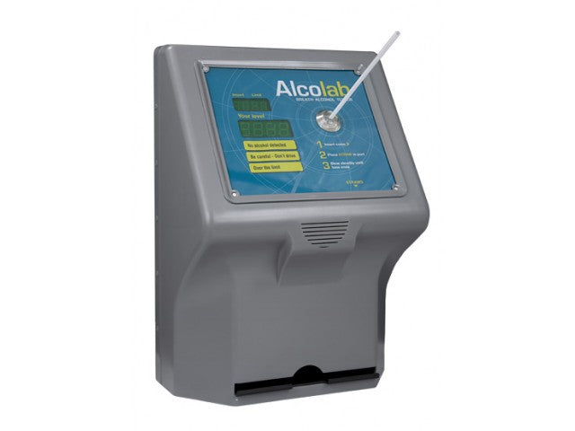 Alcohol Alert Coin Operated Machine ALCOLAB™ Coin Operated Public Vending Breath Alcohol Tester ...